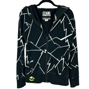 Billabong Black and White with Embroidered Name in Lime Hoodie Size Medium